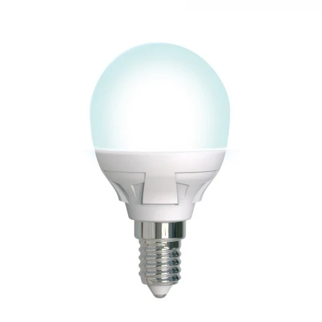Лампочка светодиодная шар белая E14 7W 4000K Uniel LED-G45 7W/4000K/E14/FR/DIM PLP01WH