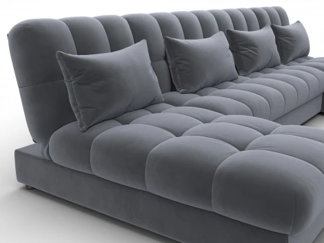 Диван П-образный Лига-116 НПБ (ДСП,ЛДСП,Велюр/Серый) Лига Диванов 137329