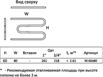 Полотенцесушитель водяной Тругор М1" 60x80, хром