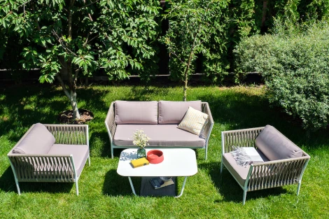 Лаунж-зона плетеная из роупа 4-местная, цвет серо-коричневый 4SIS Касабланка KASS2C2T-4-SET