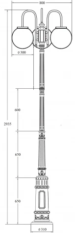 Наземный фонарь IP44 Oasis Light GLOBO L 88210LB/10/E7/down Bl в форме шара (220V, фонарь, шар)