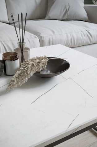 Стол журнальный Овер белый мрамор/черный от фабрики Mebelik