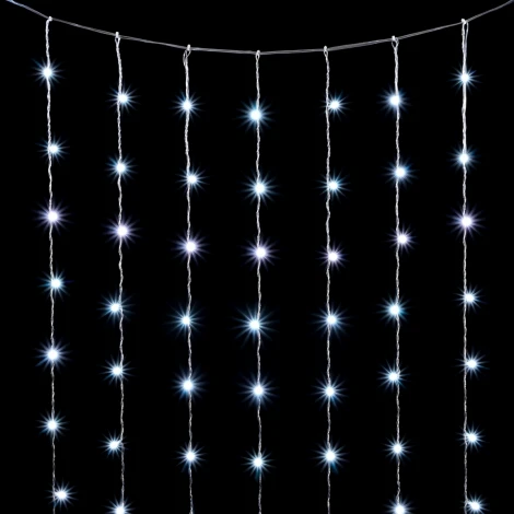 Гирлянда Занавес Облегченный 2 x 2 м Белый 220В, 400 LED, Провод Прозрачный ПВХ, IP54