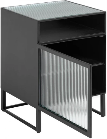 Тумба прикроватная La Forma (ex Julia Grup) Trixie (Черный,Прозрачный/ Металл,Сталь,Стекло)