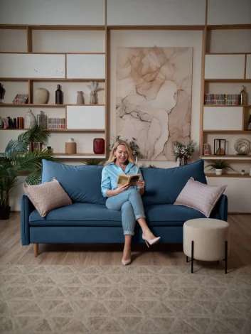 СКАНДИ Диван тканевый прямой синий D1 furniture арт.AAA41309020