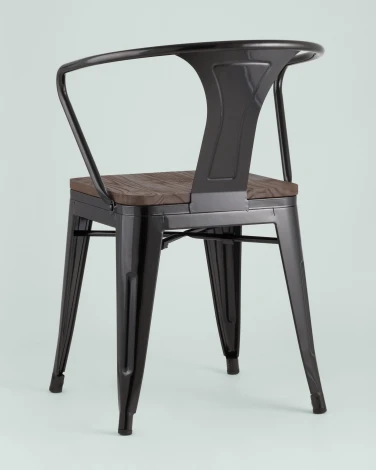 Стул Stool Group TOLIX ARM WOOD с подлокотниками черный УТ000001862