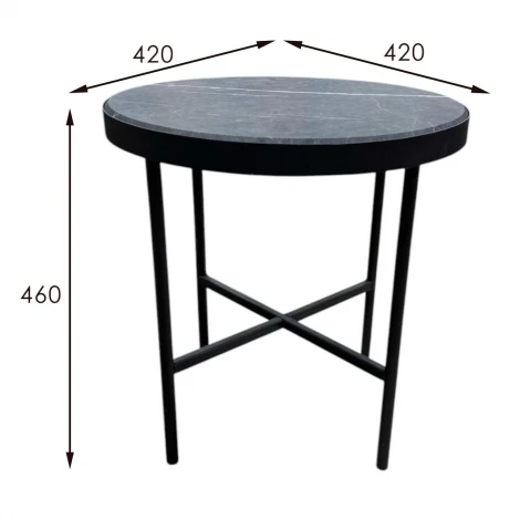 Стол журнальный МеталлАрт М011 МАЛЫЙ черный мрамор/черный Mebelik 009491
