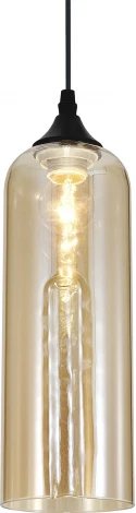 Подвесной светильник Escada Yumbilla 2110/1S Amber 1х40Вт Е27, металл/стекло, черный, янтарный плафон (220V, на проводе, круглые)