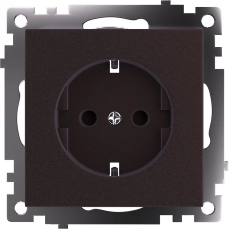 Розетка с заземлением и шторками (коричневый) Stekker Катрин 49028