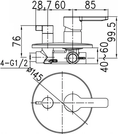 Смеситель Iddis Sena SENSB00i67 для ванны с душем, С ВНУТРЕННЕЙ ЧАСТЬЮ