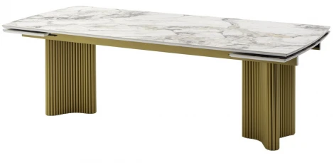 Стол АДАЖИО-2 240 (320) см цвет АРКТИКА (ARCTIC OCEAN), керамика / Золотой каркас M-City 64580