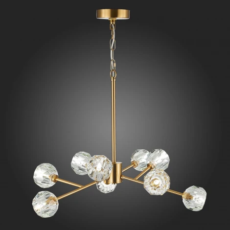 Подвесная люстра на штанге ST Luce Romano SL1166.303.09 (220V, хрусталь, на цепи, шарики, молекулы)