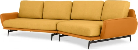 Диван Ispani угловой правый ОГОГО (арт.803480), (Ткань,Экокожа/Оранжевый)