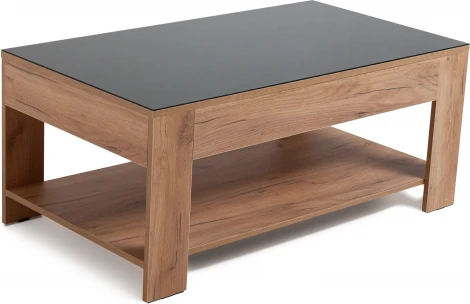 Стол журнальный BeautyStyle 26 дуб крафт золотой/стекло черное Mebelik арт.009384