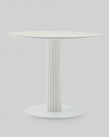 Стол круглый Терралино D90 верх керамика белый матовый, основание металл белый Stool Group арт.УТ000041595