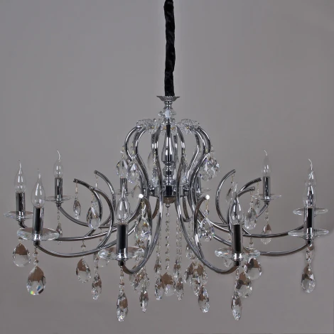 Подвесная люстра ILLUMICO IL2326-10POR-39 CR (220V, хрусталь, на цепи, подсвечник, свеча)