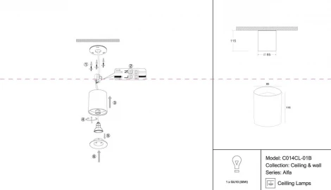 Накладной потолочный светильник Slim GU10 1x50Вт Maytoni Technical C014CL-01B (220V)