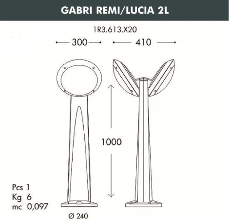 Наземный фонарь Fumagalli Lucia 1R3.613.X20.AYE27 (220V, круглые, IP66)