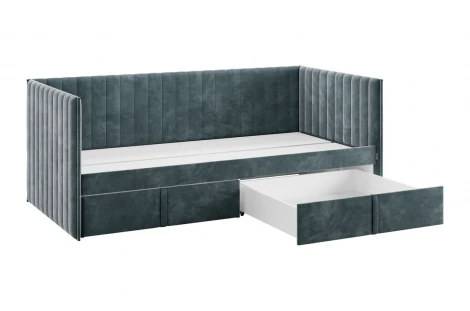 Кровать с ящиками Твикс (Софа) 90х200 см Mebelson (ДСП,Велюр/Графит) арт.171562,2171