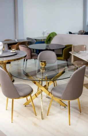 Стол обеденный IST-CASA Элис Силвер DT-2850, 120х120х75 см, белый мрамор