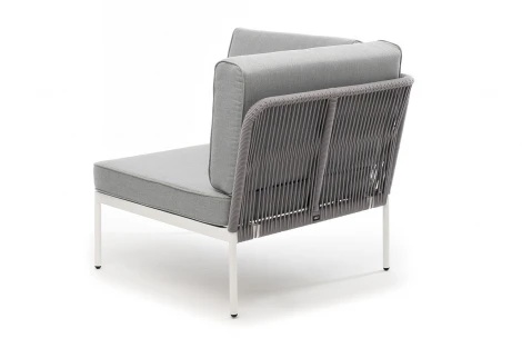 "Канны" левый модуль плетеный из роупа, каркас алюминий темно-серый (RAL7024) шагрень, роуп темно-серый круглый, ткань темно-серая 4SIS арт.УТ-00006100