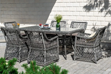 Обеденная группа плетеная, цвет графит 4SIS Латте LC6T-7-SET graphite