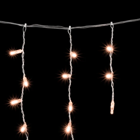 Гирлянда Бахрома с Колпачком 3,1 x 0,5 м Экстра Тепло-Белая 220В, 120 LED, Провод Прозрачный ПВХ, IP65