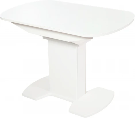 Стол Корсика, Белый матовый/Стекло белое, Аврора