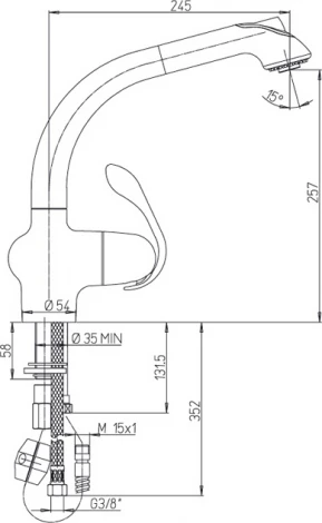 Смеситель Paini US USPA5668YKM для кухонной мойки
