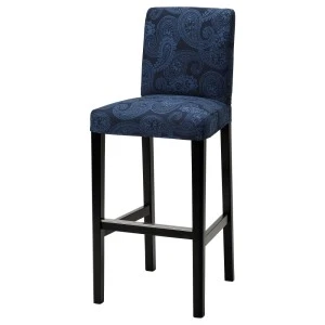 БЕРГМУНД Стул барный, черный, Квильсфорс темно-синий/синий