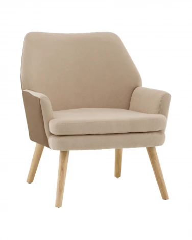 Кресло Харви бежевый с коричневой экокожей деревянные ножки Stool Group арт.УТ000040120