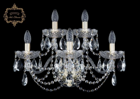 Бра Art Classic 10.11 10.11.3+2.195.XL.Gd.Sp (220V, хрусталь, подвески, подсвечник, свеча)