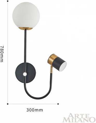 Бра Arte Milano Ferrara-71040 274802/1+1B BK/GD (220V)