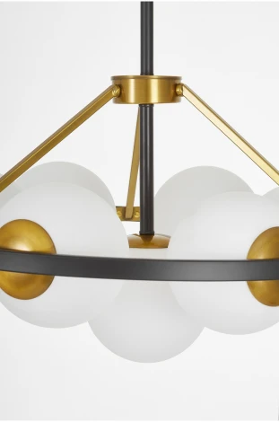 Потолочная люстра на штанге Lumina Deco Donzano LDP 8034-7 BK+WT (220V, шарики)