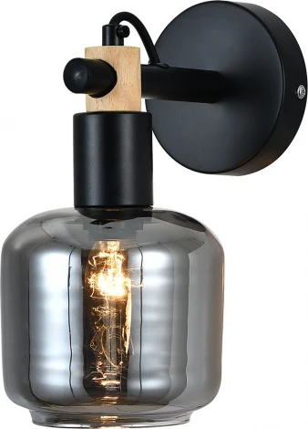 Бра Escada Skald 1109/1A Black 1x40Вт E14, металл/стекло/дерево, черный/дымчатый (220V, круглые)