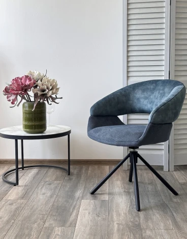 Стул M-City EMBER 360 град. поворот. 7525-56 Синий, велюр/ ENJOY-315 Синий, ткань/ Черный