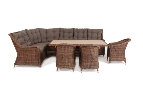 Обеденная группа угловая из искусственного ротанга, цвет коричневый 4SIS Бергамо BS6CT-5-SET brown