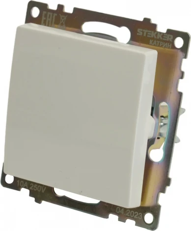 Переключатель одноклавишный перекрестный (белый) Stekker Катрин 49176