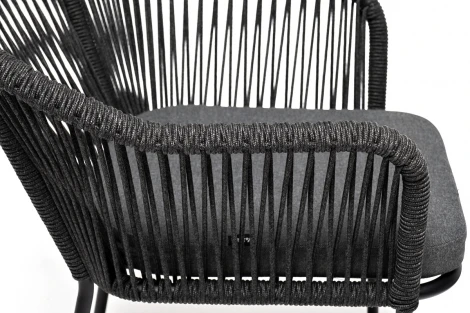 Обеденная группа на 4 персоны со стульями Лион темно-серый, круглый стол серый гранит 4SIS Лион LIO-CL4T1-5-SET D-gray