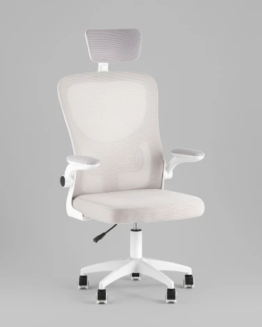 Кресло офисное TopChairs Core серый с подголовником пластик белый TopChairs УТ000041968