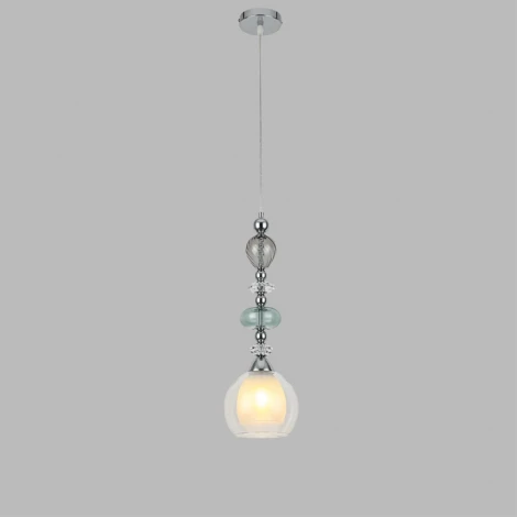 Подвесной светильник Lumion Ganna 8294/1A хром/белый/прозрачный, металл/стекло/хрусталь E27 1*60W 220V (на проводе)