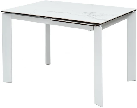 Стол CORNER 120 HIGH GLOSS STATUARIO керамика/ белый каркас