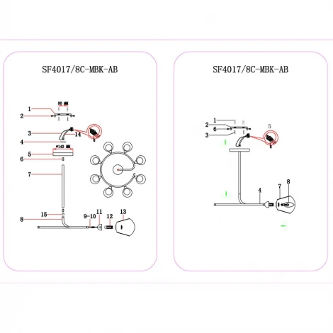 Потолочная люстра Seven Fires Griante SF4017/8C-MBK-AB