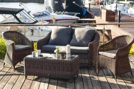 Лаунж зона из искусственного ротанга, цвет коричневый 4SIS Кон Панна С KPSS2C2T-4-SET