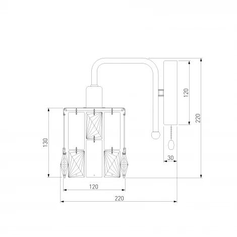 Бра Eurosvet Scoppio 10101/1 хром/прозрачный хрусталь Strotskis (220V, выключатель)