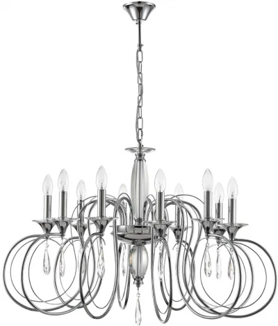 Подвесная люстра Lumion Laoka 8032/10 хром, металл/хрусталь Е14 10*40W 220V (подвески, на цепи, подсвечник, свеча)
