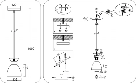 Подвесной светильник Ambrella TRADITIONAL TR8465 (220V, на проводе)
