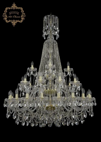 Подвесная большая люстра Art Classic 11.25 11.25.20+10+5.400.3d.XL-154.Gd.Sp (220V, хрусталь, на цепи, подсвечник, свеча)