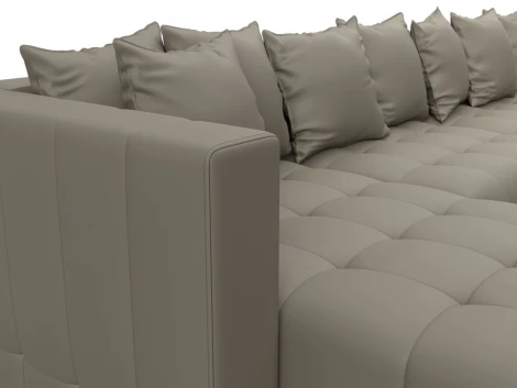 Диван П-образный Лига-052 НПБ МегаЛонг (ЛДСП,Брус,Фанера/Пластик/Экокожа/Бежевый) Лига Диванов 129922