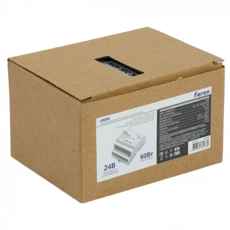 Трансформатор электронный для светодиодной ленты и оборудования на DIN-рейку 60W 24V Feron LB008 52133